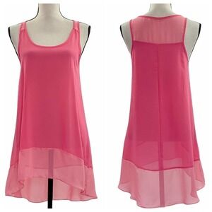 BOAZ Pink Sleeveless Sheer High Low Tunic Top